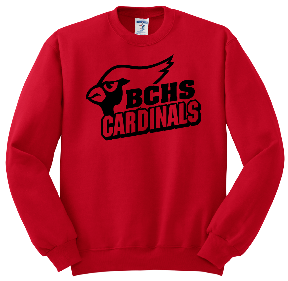 Belle Chasse High Full Chest Cardinal Crew Sweatshirt - Red