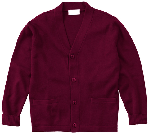 Classic Cardigan With School Logo - Maroon - CLEARANCE