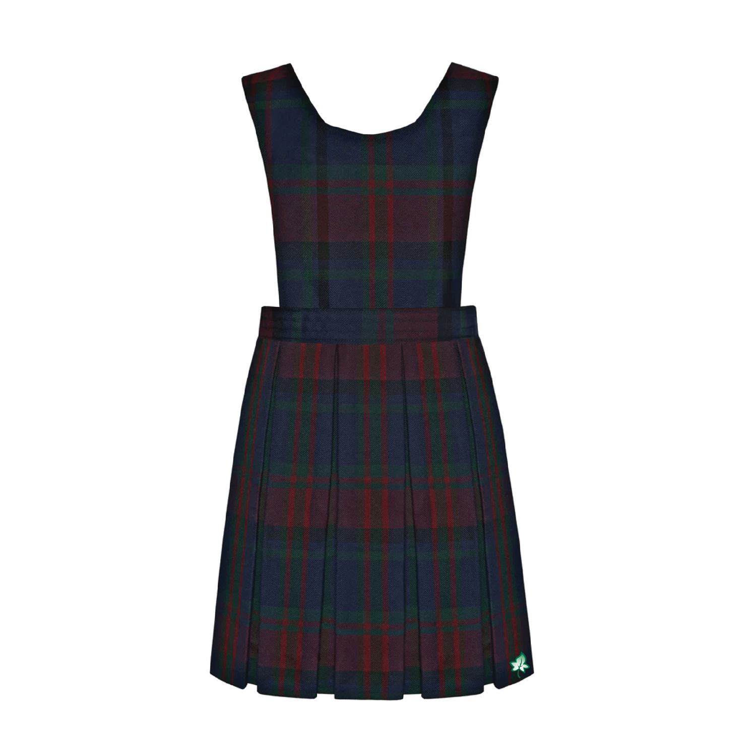 Westwood Plaid Bib Front Stitched Down Box Pleat Jumper with IvyCrest Montessori logo - Girls (for Fullerton Rooms 4-7, Yorba Linda Rooms 2-4 only)