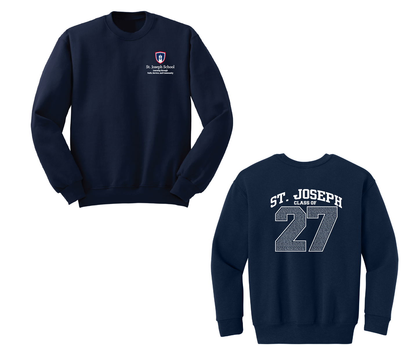 St. Joseph Navy “Class of 2027” Crew Sweatshirt (With Names)