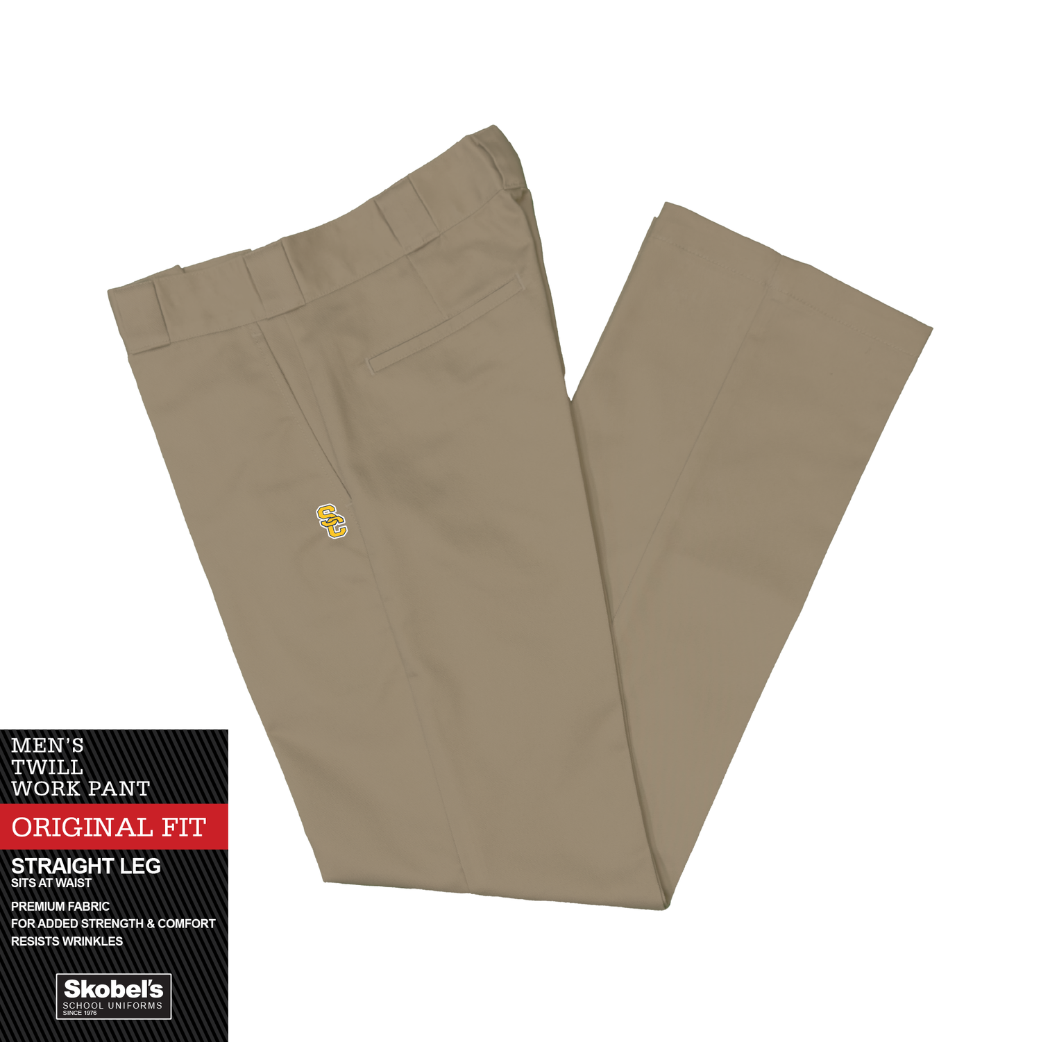 Mens Classic Fit Pants - Khaki with Santa Clara High logo