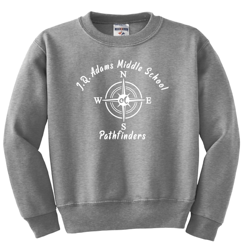 John Q Adams Middle School Full Chest Crew Sweatshirt - Grey - All Grades