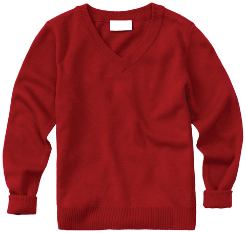 Pullover Sweater With School Logo - Red - CLEARANCE