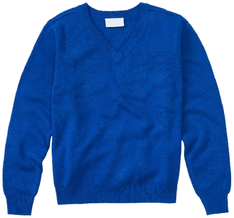 Pullover Sweater With School Logo - Royal - CLEARANCE