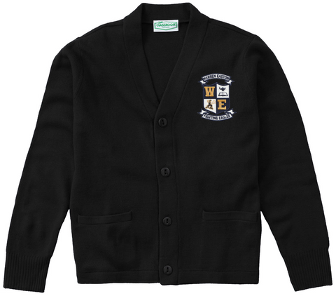Warren Easton High Black Cardigan Sweater w/ Crest - All Grades