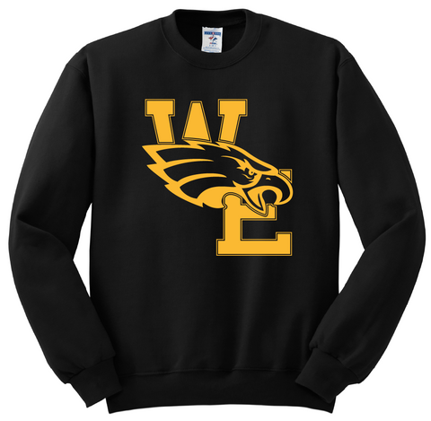 Warren Easton Crewneck Sweatshirt w/ Full Chest Eagle - Black - All Grades