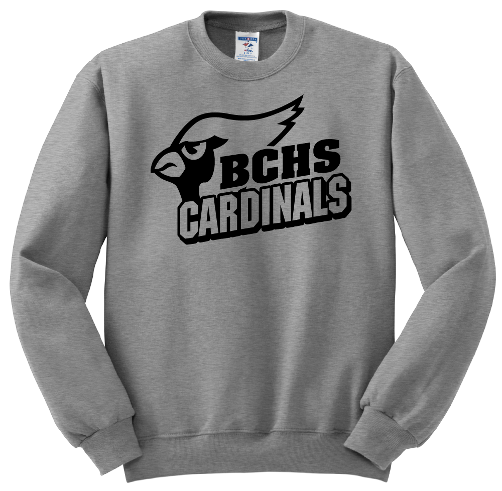 Belle Chasse High Full Chest Cardinal Crew Sweatshirt - Grey