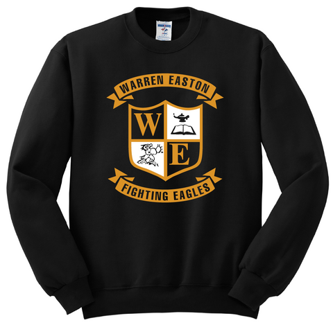 Warren Easton Crewneck Sweatshirt w/ Full Chest Crest - Black - All Grades