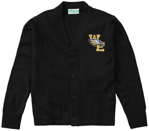 Warren Easton High Black Cardigan Sweater w/ Eagle - All Grades