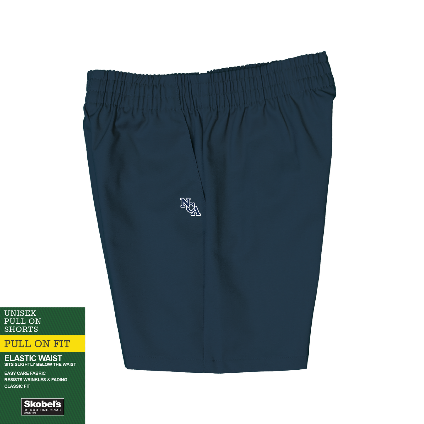 Pull On Shorts - Navy with New Covenant Academy logo
