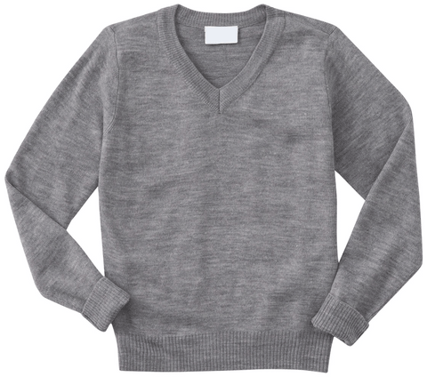 Pullover Sweater With School Logo - Grey -  CLEARANCE