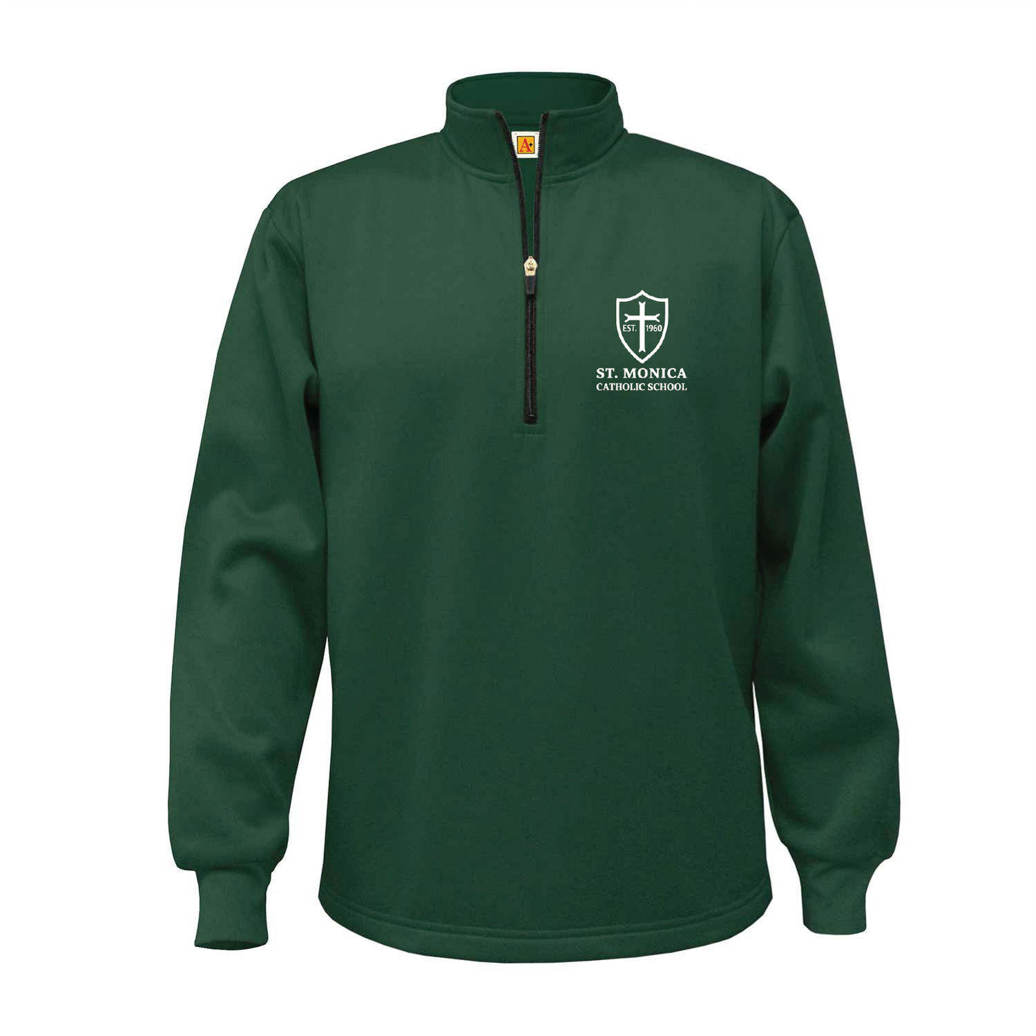 St. Monica Catholic School 1/4 Zip Sweatshirt - A+ Dark Green