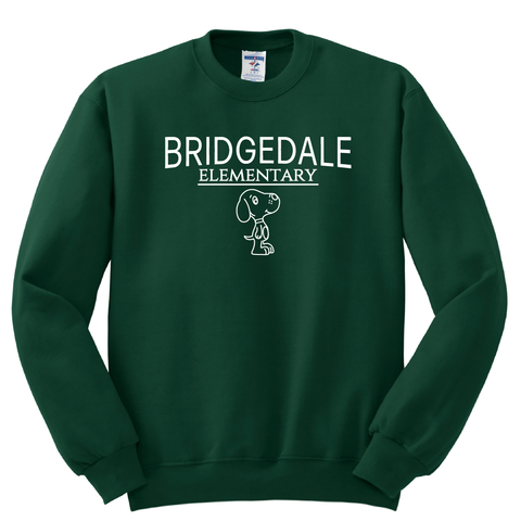 Bridgedale Elementary Full Chest Crew Sweatshirt - Dark Green - All Grades