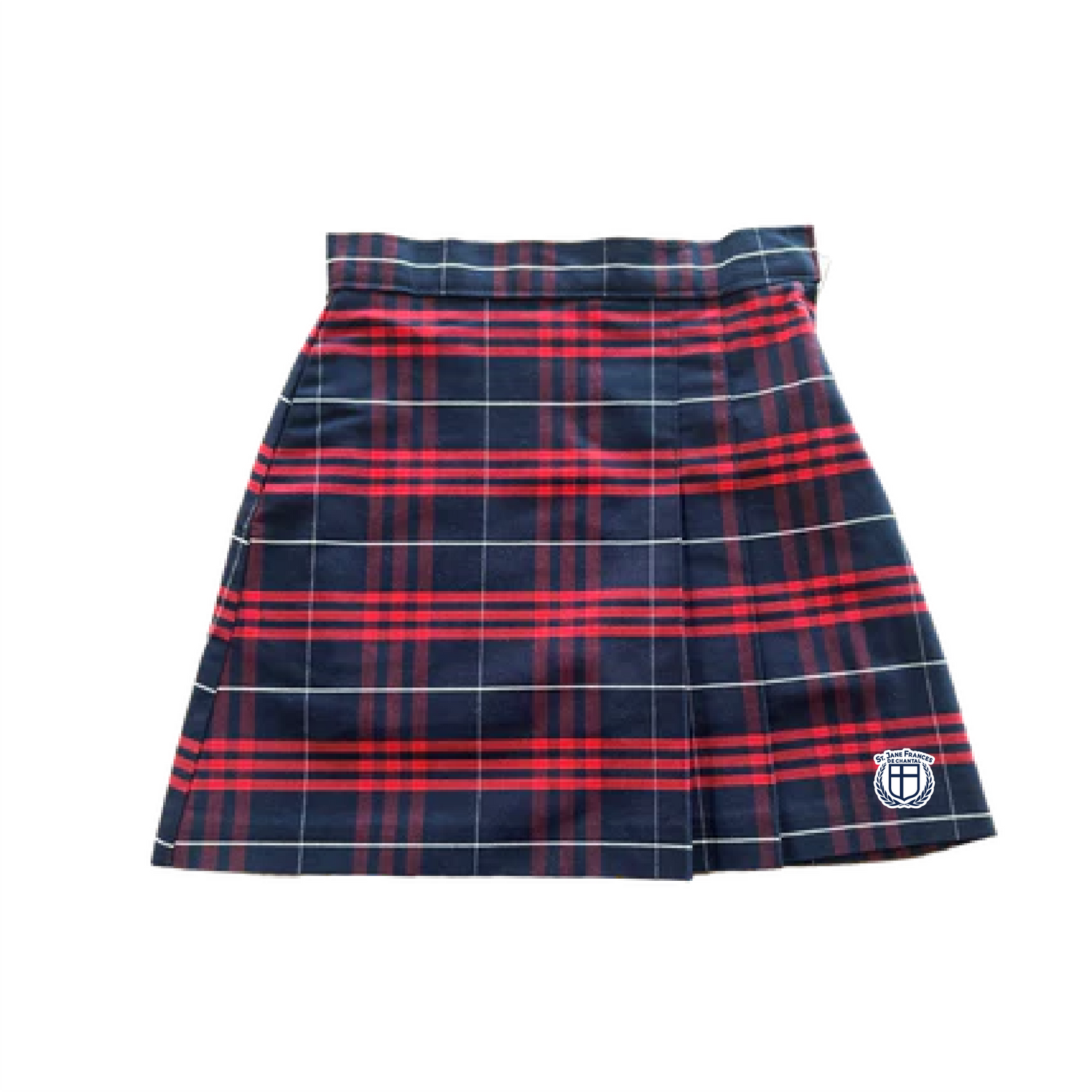 Hamilton Plaid Side Two Pleat Scooter Skirt with St. Jane Frances logo