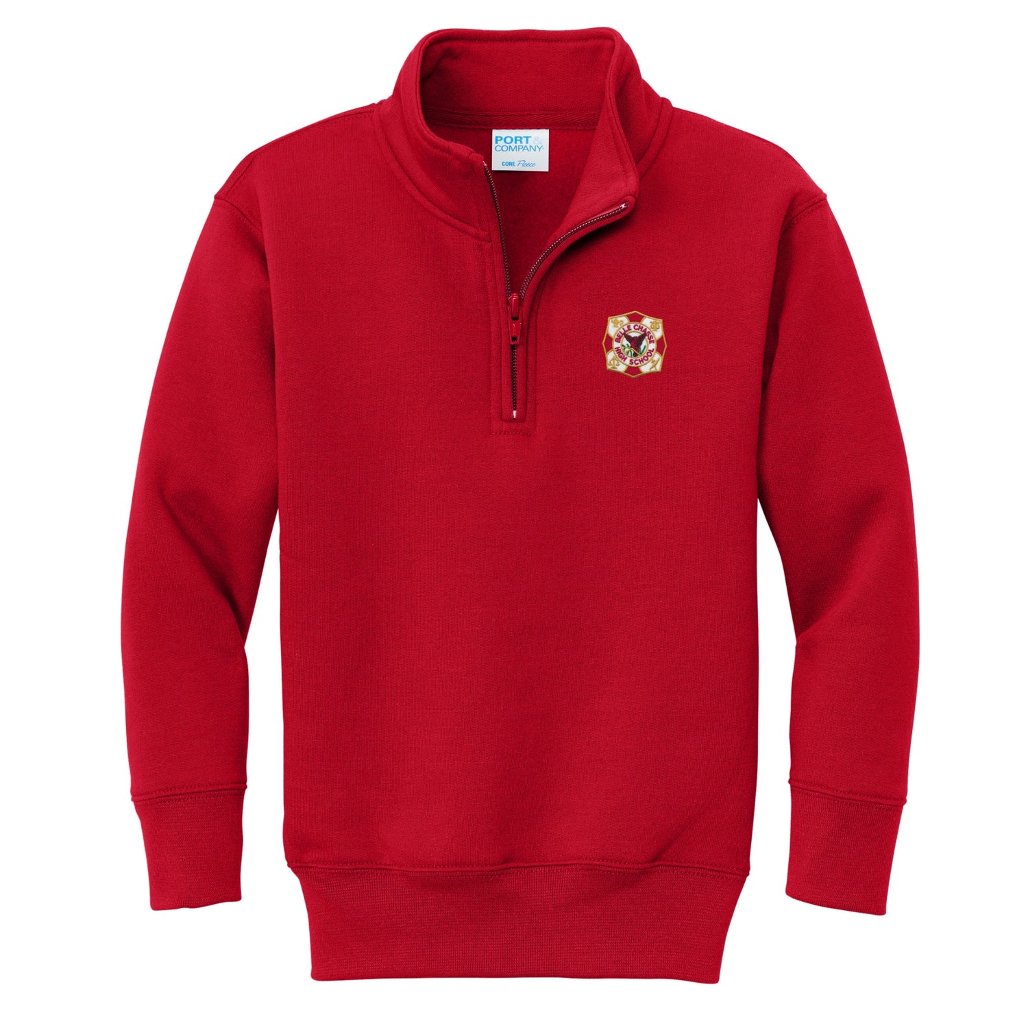 Belle Chasse High Crest 1/4 Zip Sweatshirt - Red