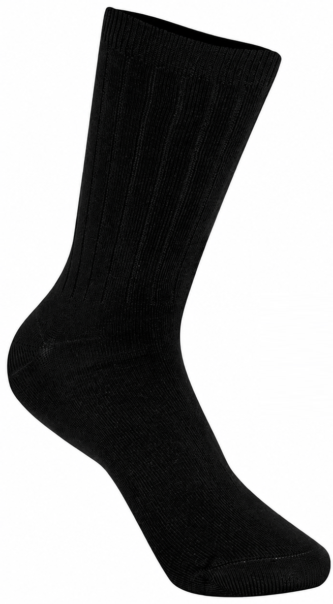 Unisex Rib Crew Socks 3 Pk in Black