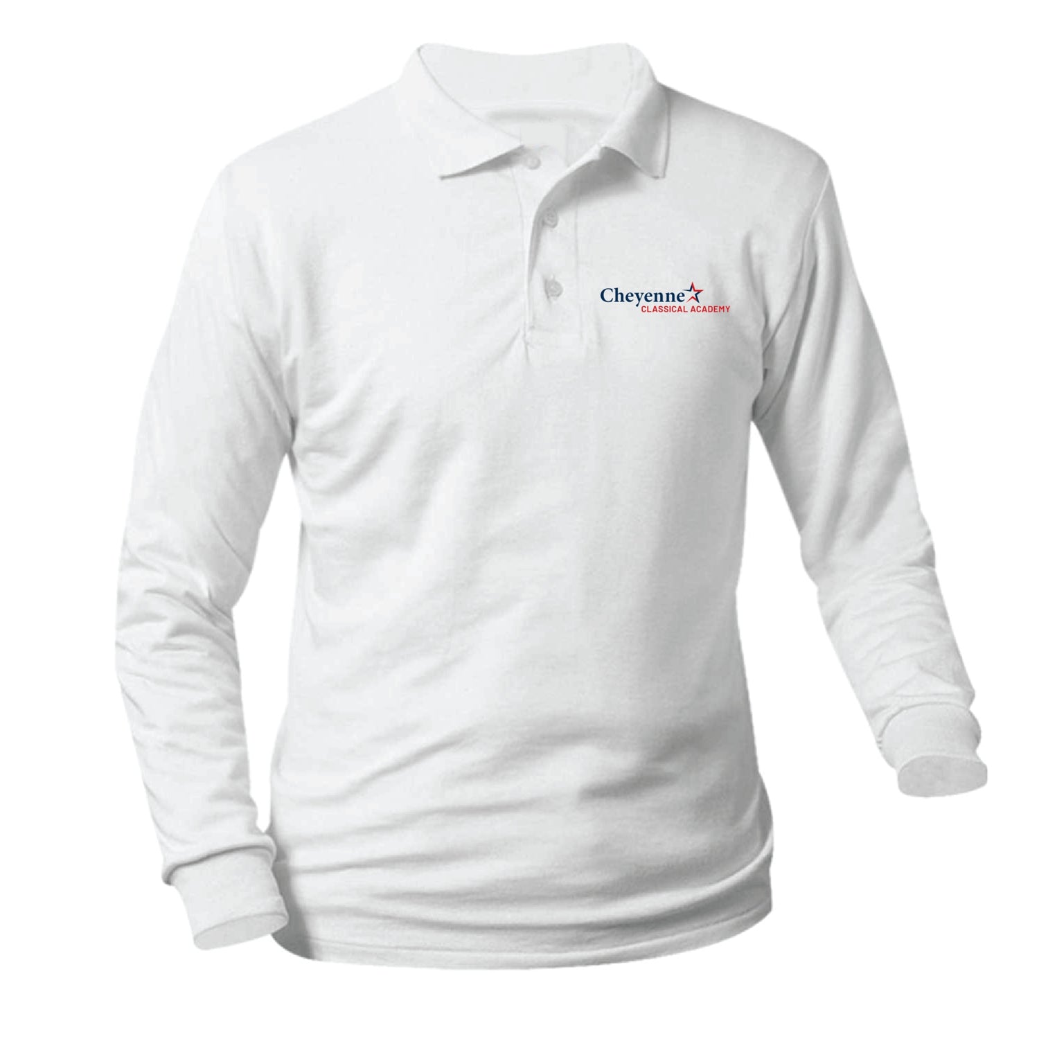 Cheyenne Classical Academy Longsleeve Pique Polo - White