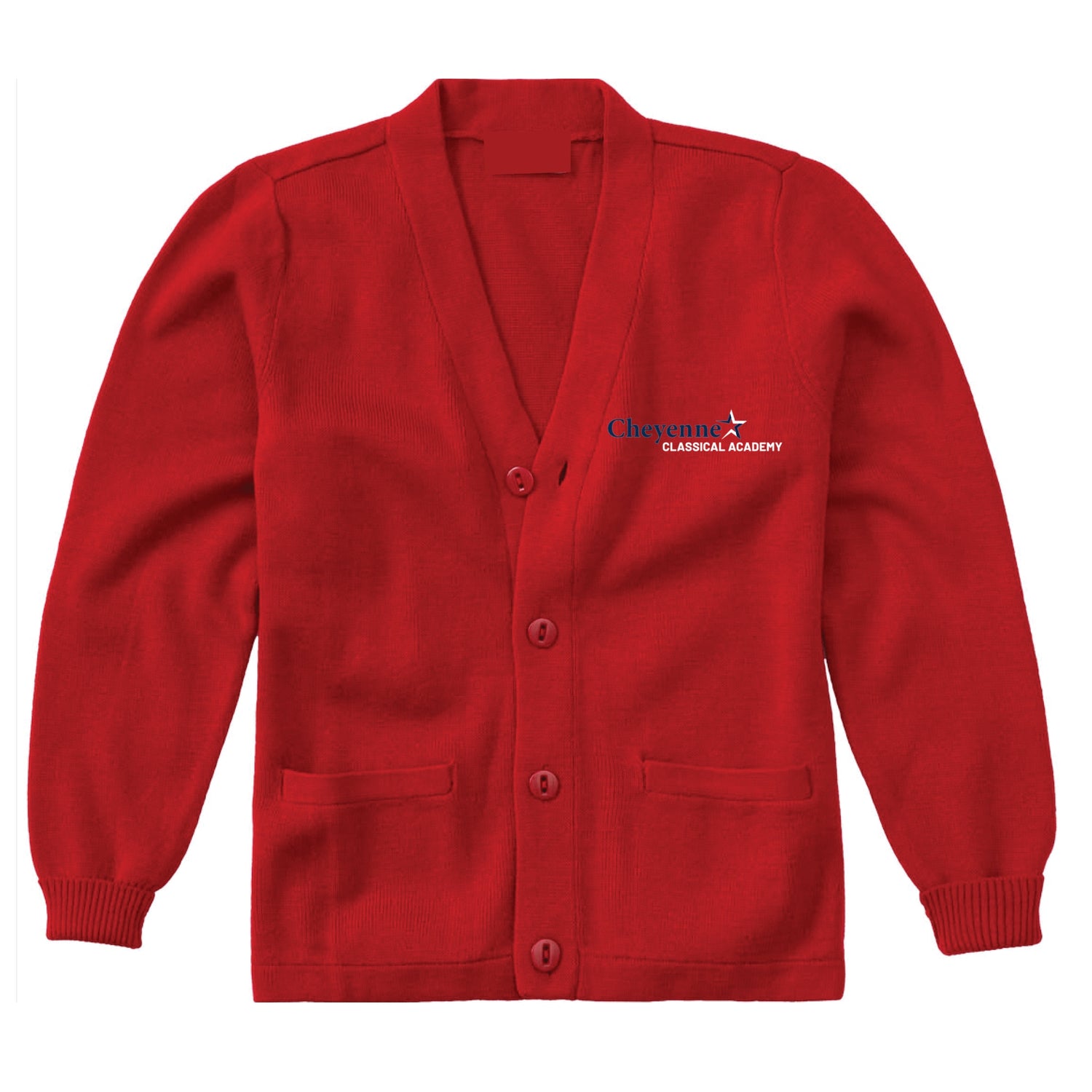 Cheyenne Classical Academy V-Neck Cardigan - Red