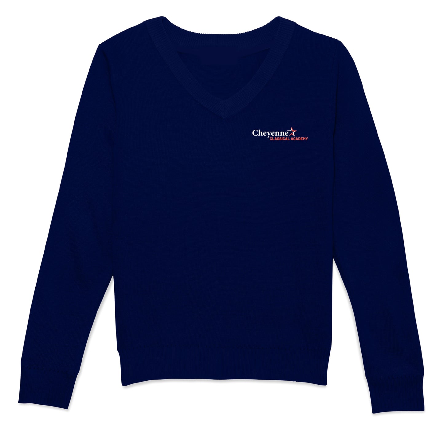 Cheyenne Classical Academy V-Neck Pullover Sweater - Navy