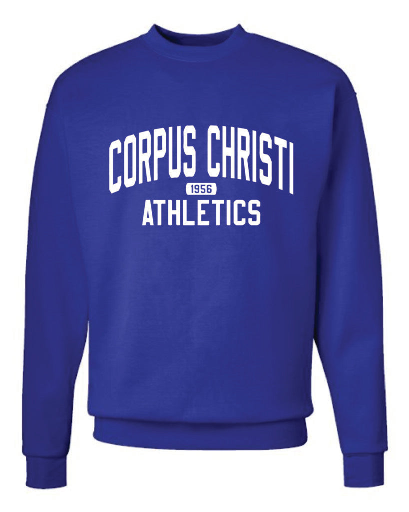 Corpus Christi Spirit Wear – Royal Crew Sweatshirt