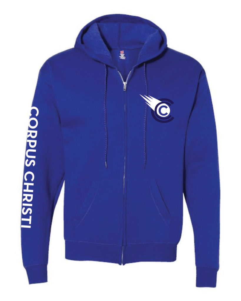 Corpus Christi Spirit Wear – Royal Zipper Hooded Sweatshirt