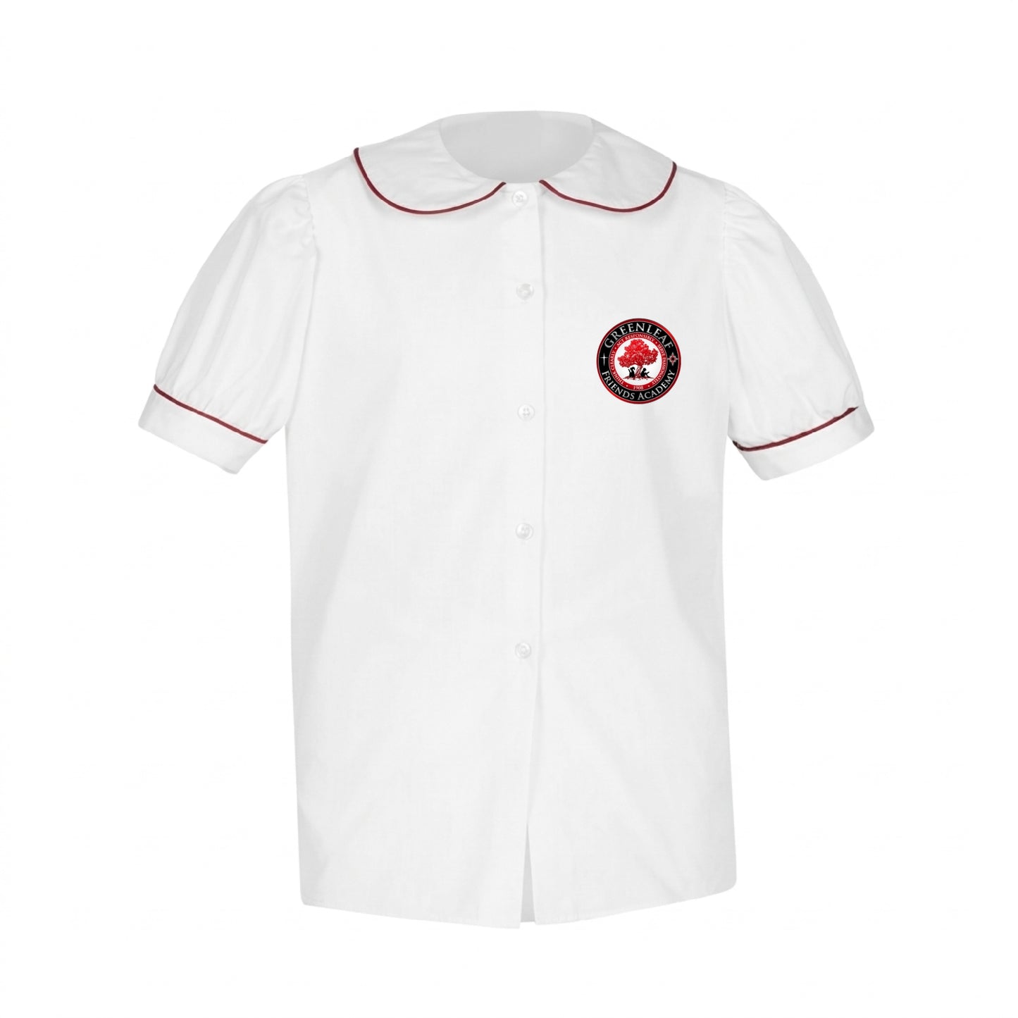 Greenleaf Friends Academy Round Collar Blouse - White with Red Piping