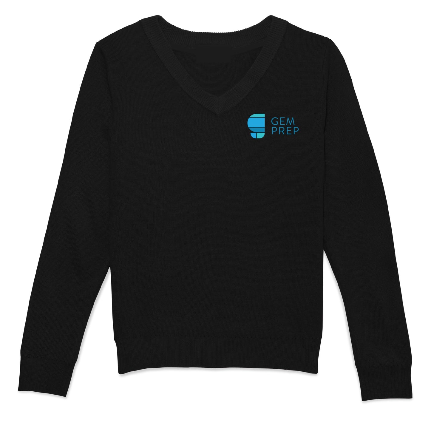 Gem Prep V-Neck Pullover Sweater  - Black