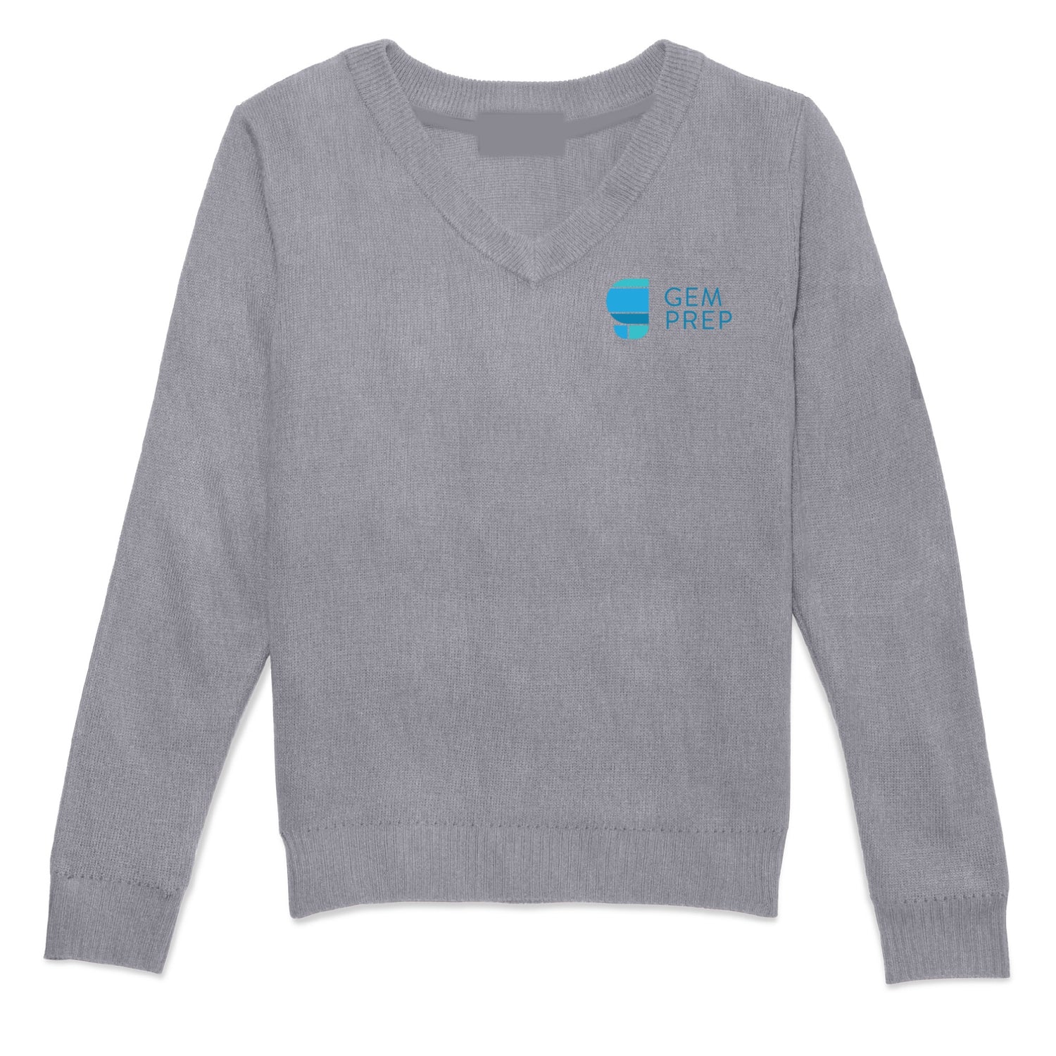 Gem Prep V-Neck Pullover Sweater - Grey