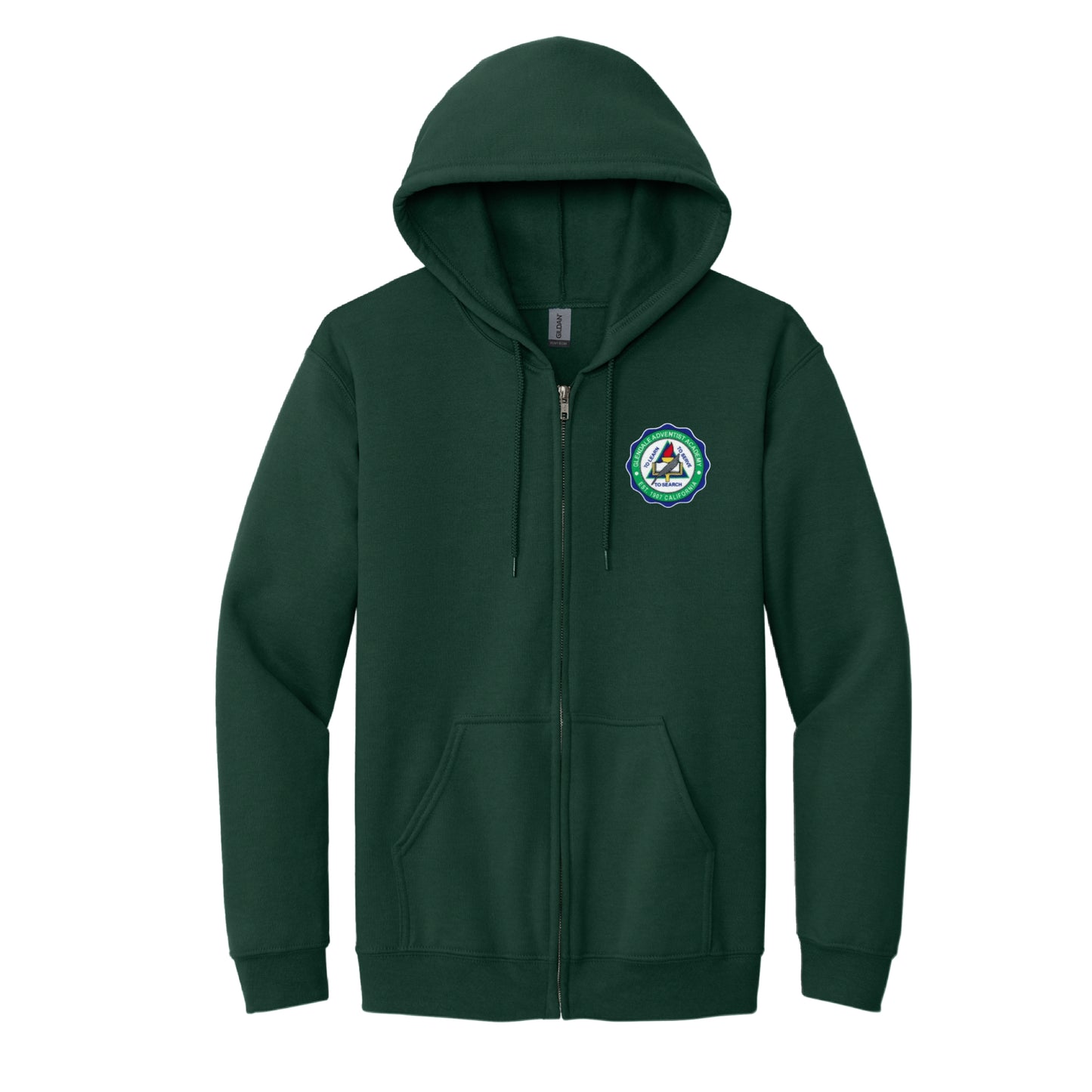 Glendale Adventist Academy Full Zip Hooded Sweatshirt - Dark Green (Coming Soon)