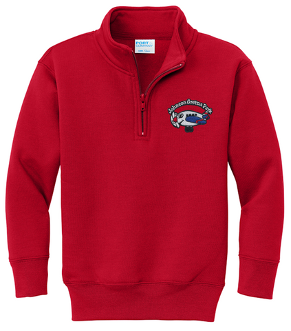 Gretna Park 1/4 Zip Sweatshirt - Red - All Grades