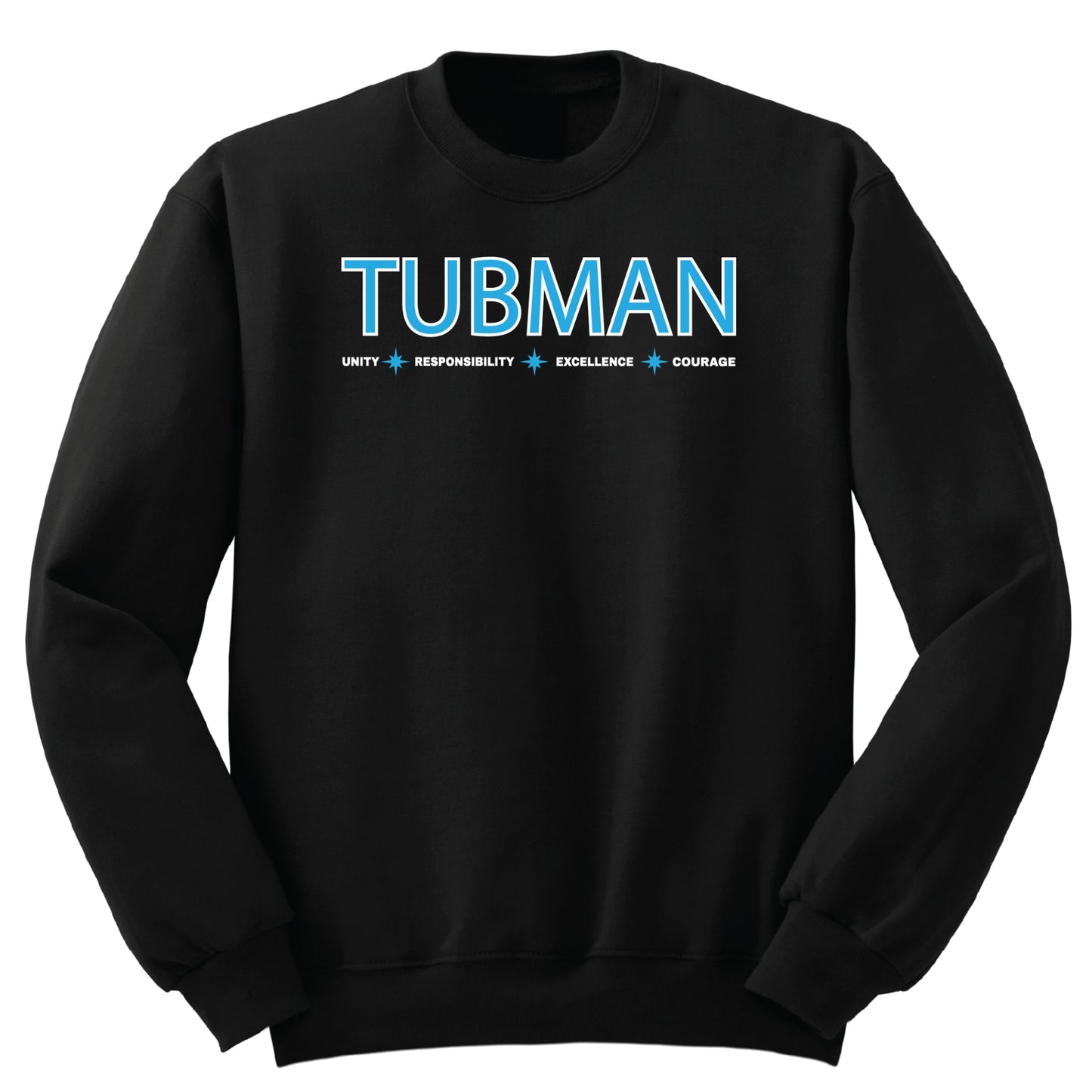 Harriet Tubman Charter School Crew Sweatshirt - TUBMAN Logo - Black