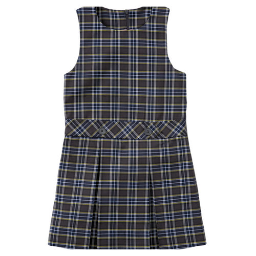 LL Plaid Jewel Neck Drop Waist Jumper