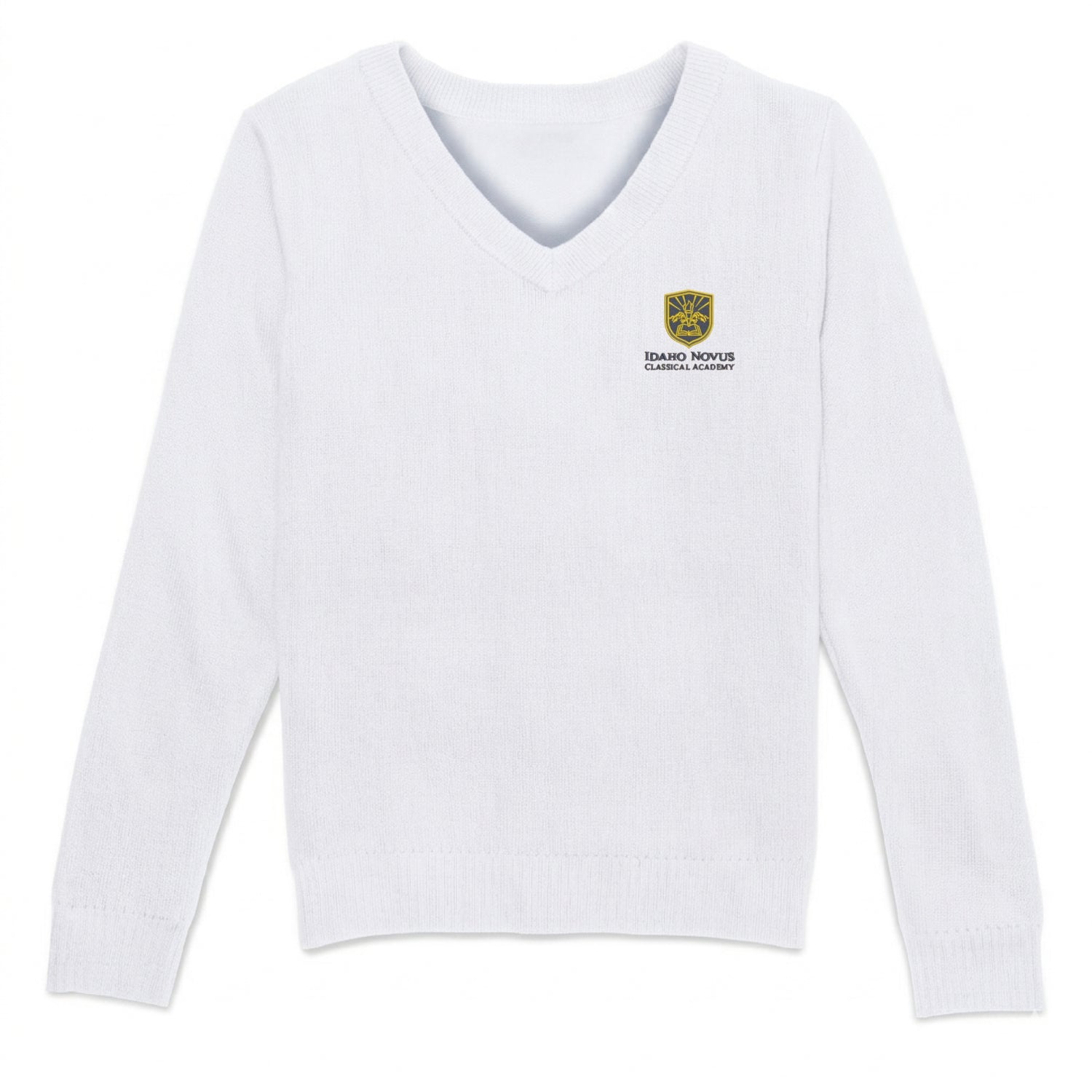 Idaho Novus Classical Academy V-Neck Pullover Sweater - White