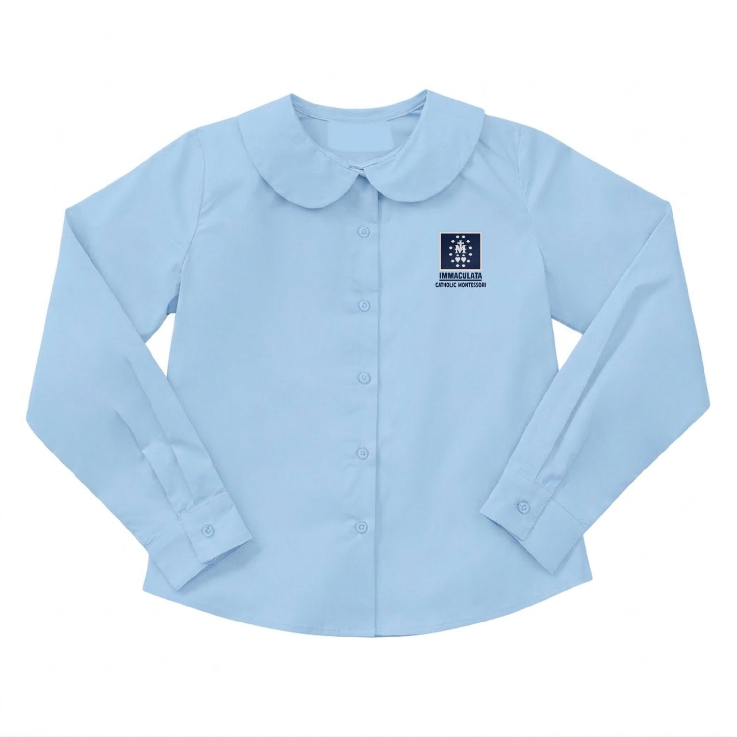 Immaculata Catholic Montessori Round Collar Longsleeve Blouse - Light Blue