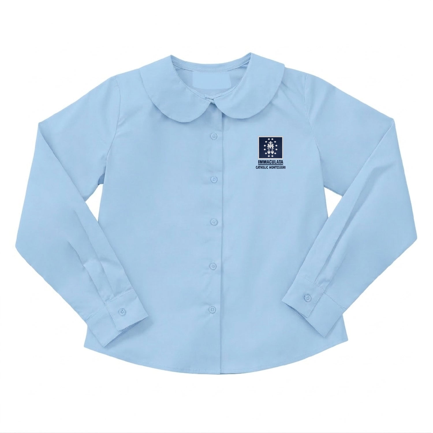 Immaculata Catholic Montessori Round Collar Longsleeve Blouse - Light Blue