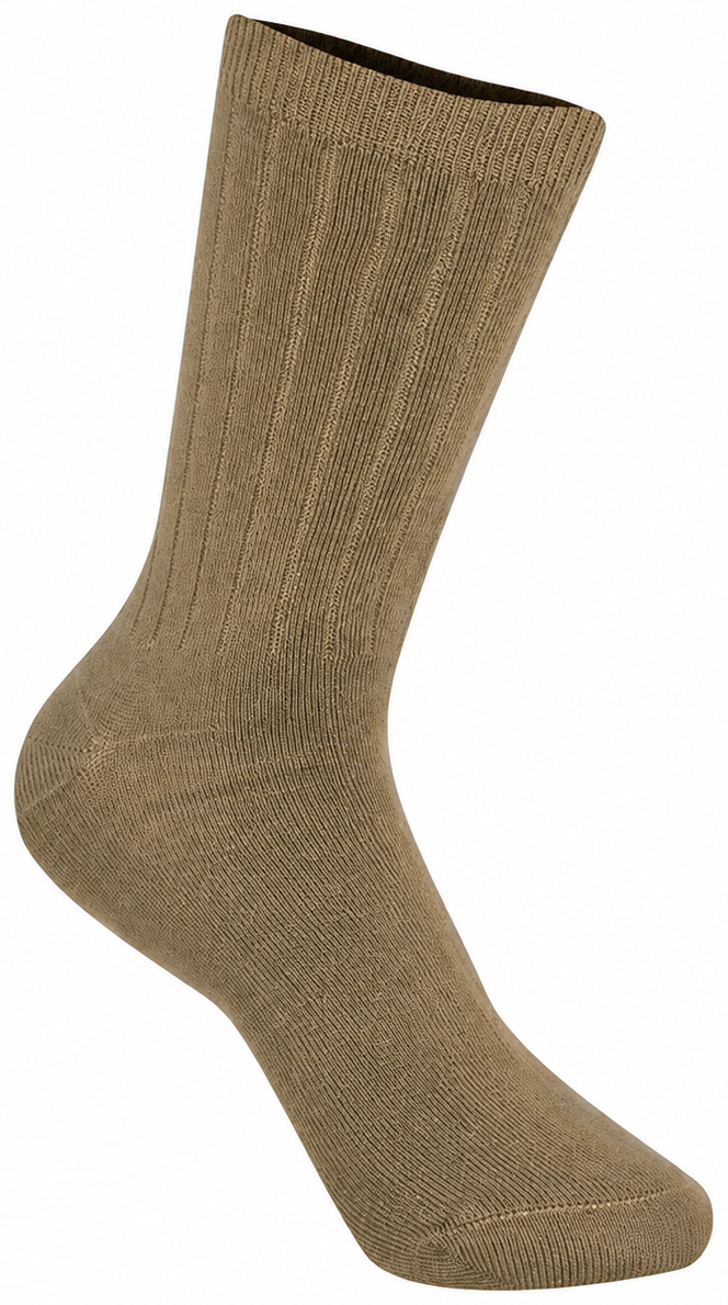 Unisex Rib Crew Socks 3 Pk in Khaki