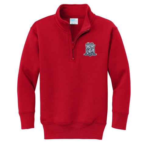 Lincoln Elementary 1/4 Zip Sweatshirt - Red - All Grades