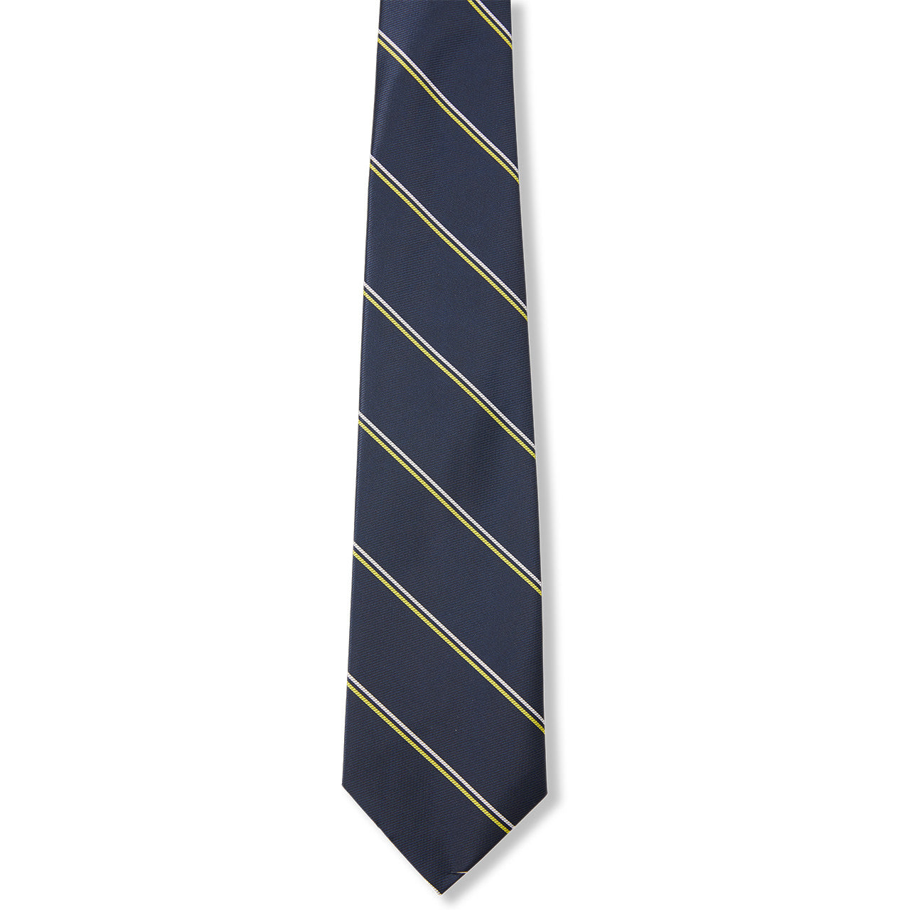 Ambrose School Pre-Knotted Tie - Navy Yellow and White Stripe