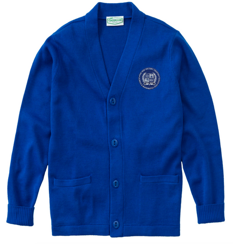 New Orleans Charter Science and Mathematics HS Cardigan W/ Crest Logo - Royal Blue - All Grades