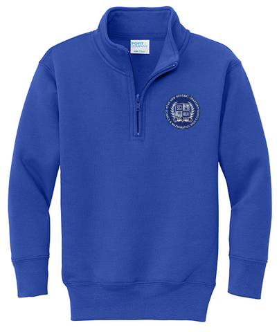 New Orleans Charter Science and Mathematics HS 1/4 Zip Sweatshirt w/ Crest Logo - Royal Blue - All Grades