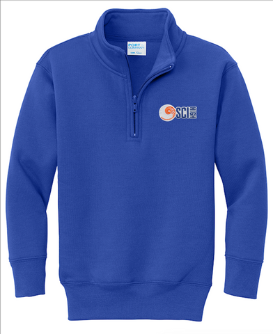 New Orleans Charter Science and Mathematics HS 1/4 Zip Sweatshirt w/ Shell Logo - Royal Blue - All Grades