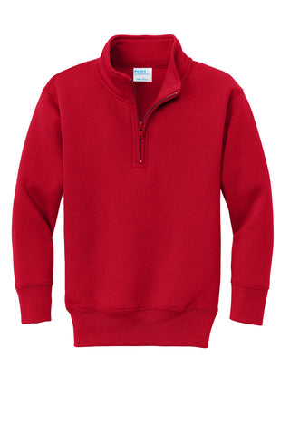 Plain 1/4 Zip Sweatshirt - Red