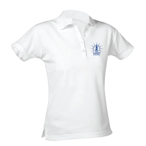 St. Charles Borromeo Feminine Fit Jersey Polo - White