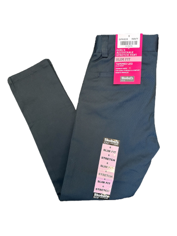 Little Girls Slim Fit Pants - Navy – Skobel's School Uniforms