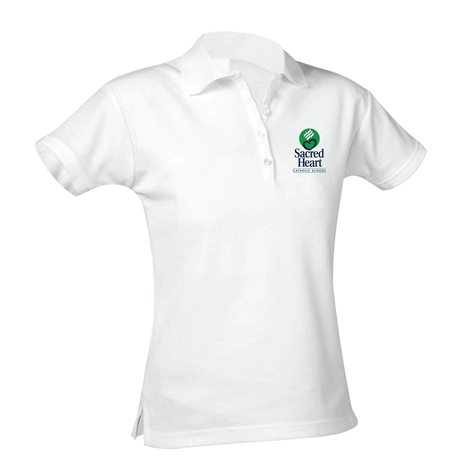 Sacred Heart Catholic School Feminine Fit Pique Polo - White
