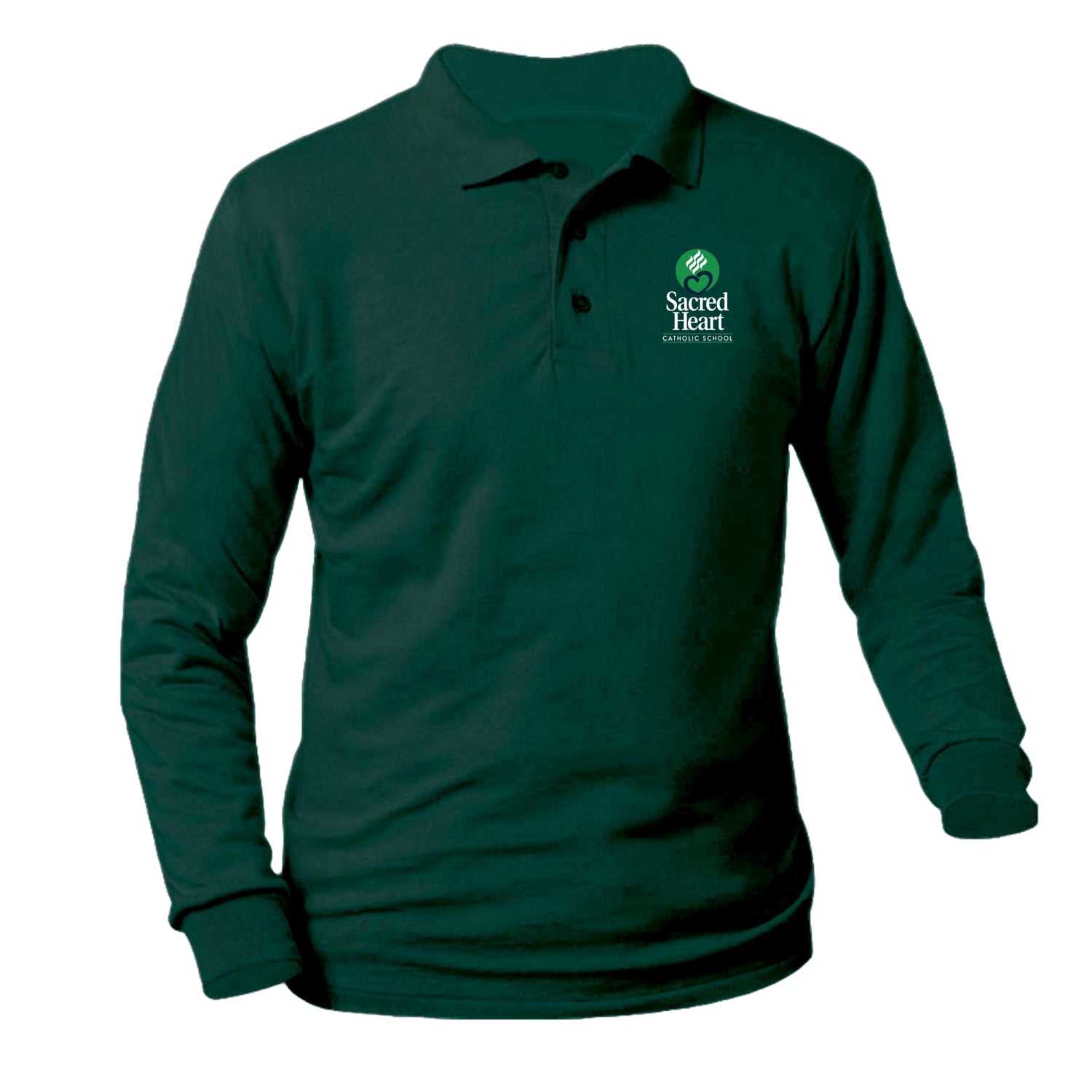 Sacred Heart Catholic School Longsleeve Pique Polo - Dark Green