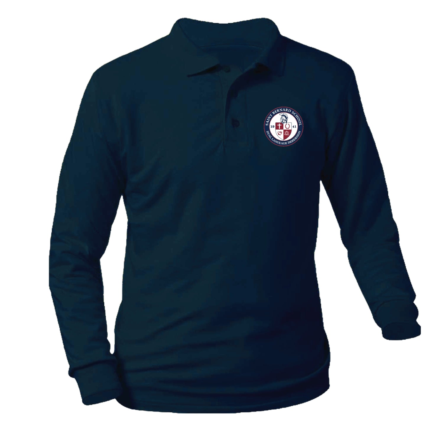 St. Bernard School Longsleeve Pique Polo - Navy