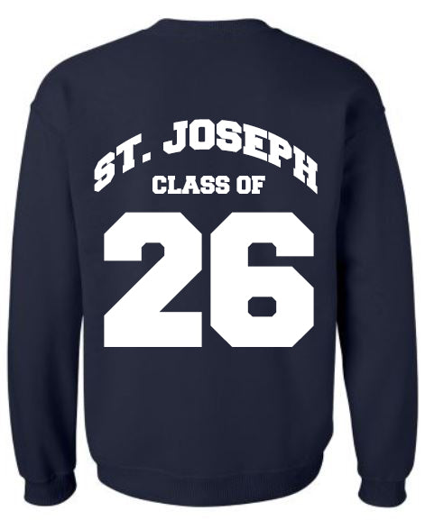 St. Joseph Navy “Class of 2026” Crew Sweatshirt WITH NAMES