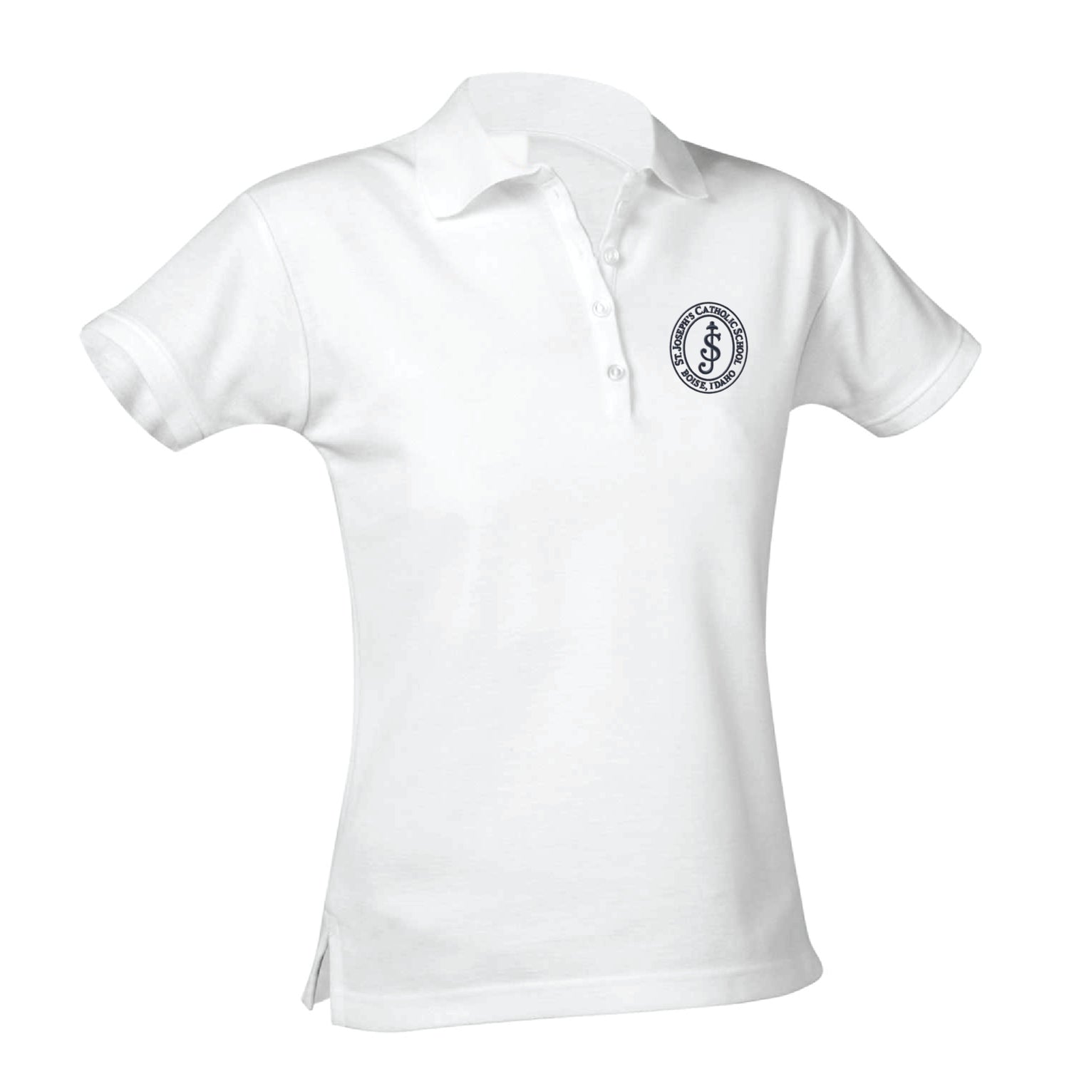 St. Joseph's Catholic Feminine Fit Jersey Polo - White