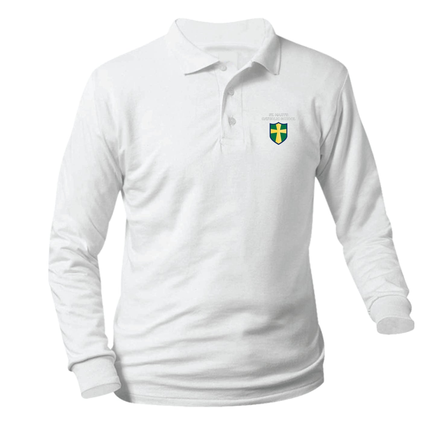 St. Mary's Catholic School Longsleeve Jersey Polo - White